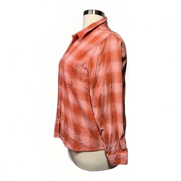 Universal Thread Plaid Shirt Women’s Size XXL Orange & Peach Flannel Button-Down - Picture 2 of 8